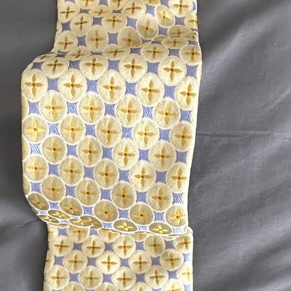 Ike Behar Yellow and Gray/Blue Patterned Men's Tie - Picture 3 of 7